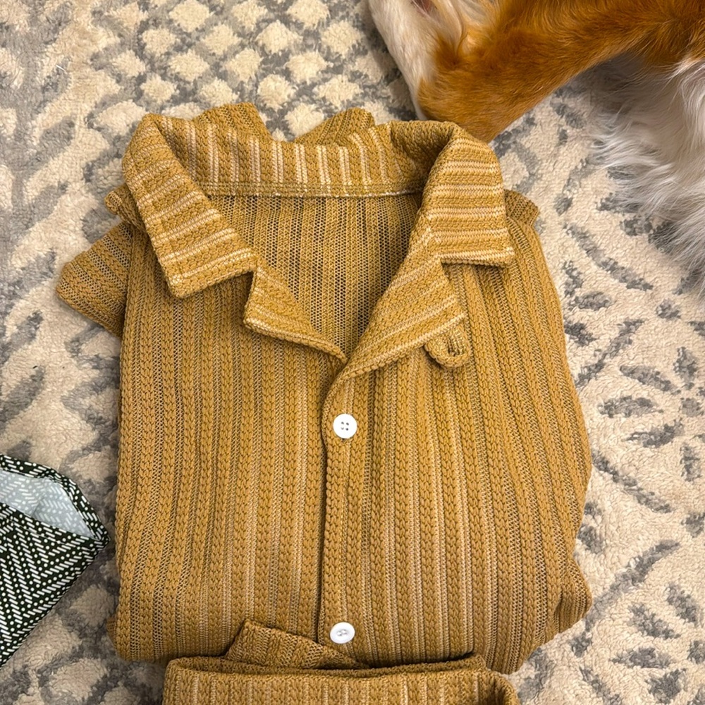 Men’s pool party, vacation wear trunks and short sleeve button up